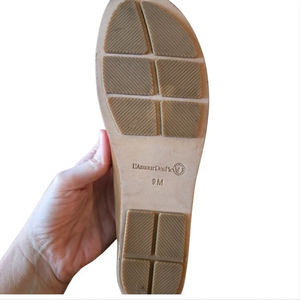 L'Amour Brown Leather Slingback Flats